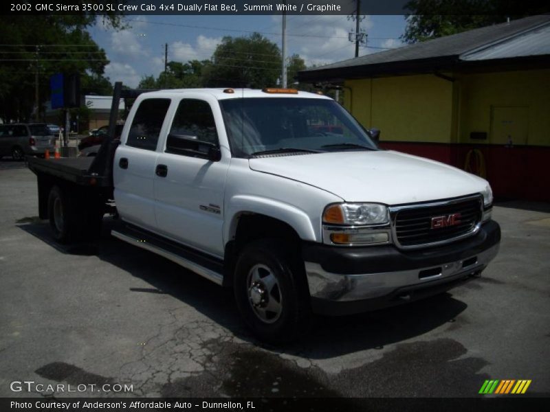 Summit White / Graphite 2002 GMC Sierra 3500 SL Crew Cab 4x4 Dually Flat Bed