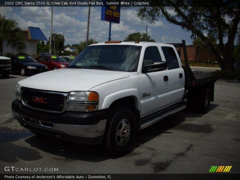 Summit White / Graphite 2002 GMC Sierra 3500 SL Crew Cab 4x4 Dually Flat Bed