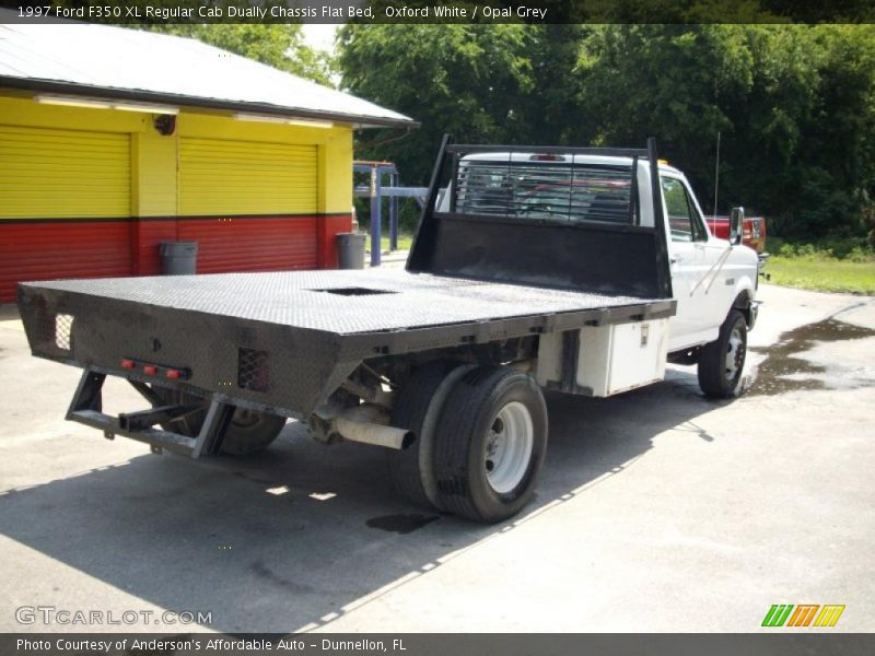Oxford White / Opal Grey 1997 Ford F350 XL Regular Cab Dually Chassis Flat Bed