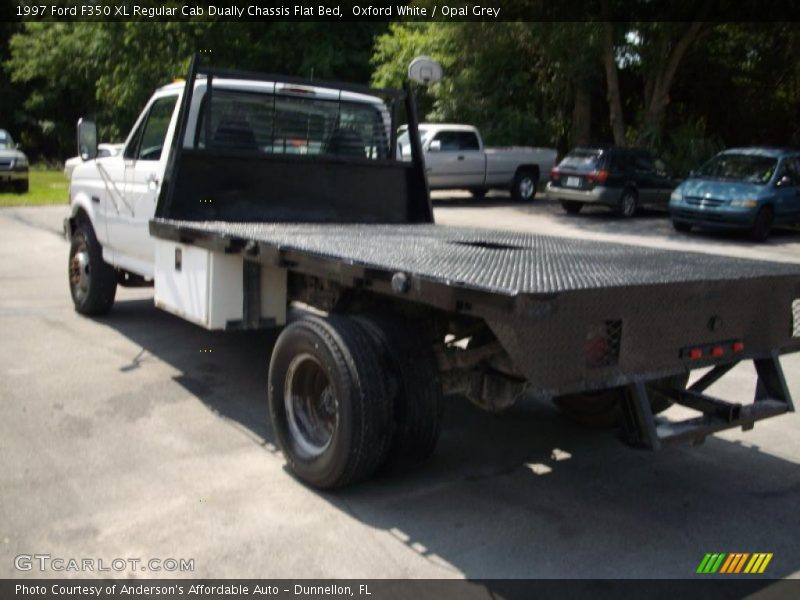 Oxford White / Opal Grey 1997 Ford F350 XL Regular Cab Dually Chassis Flat Bed