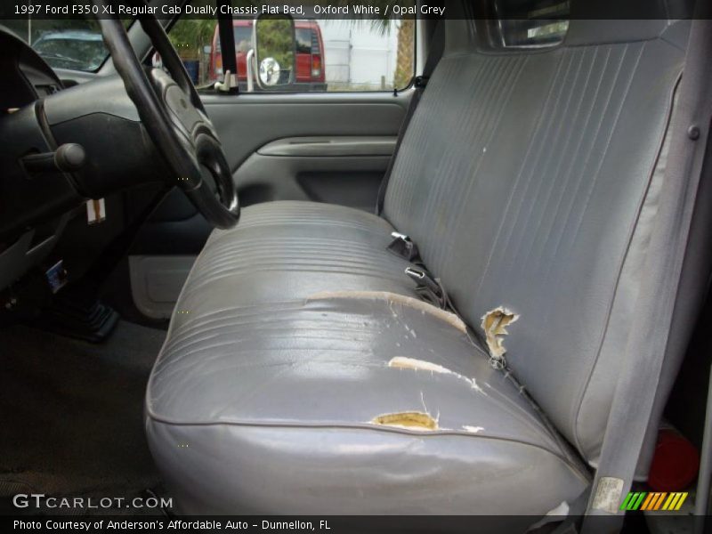 Oxford White / Opal Grey 1997 Ford F350 XL Regular Cab Dually Chassis Flat Bed