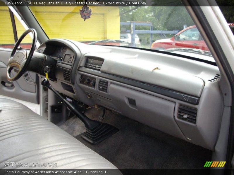 Oxford White / Opal Grey 1997 Ford F350 XL Regular Cab Dually Chassis Flat Bed