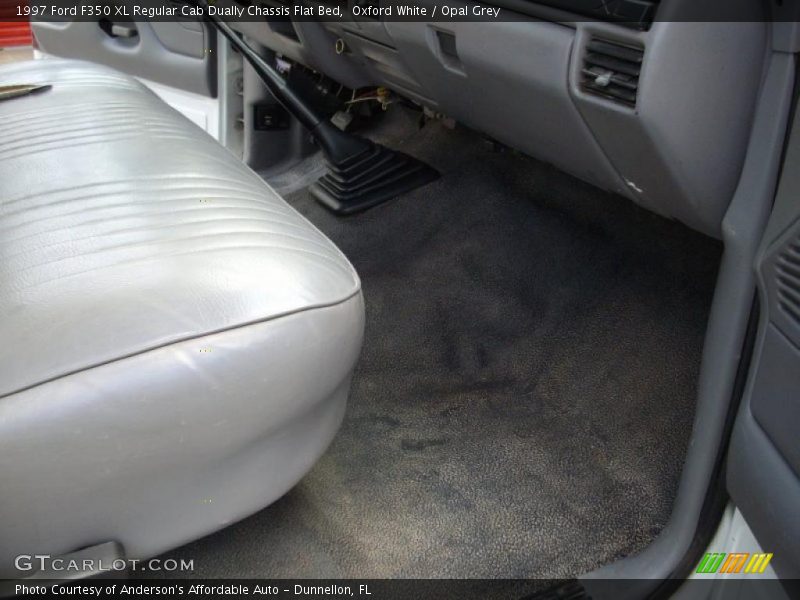 Oxford White / Opal Grey 1997 Ford F350 XL Regular Cab Dually Chassis Flat Bed