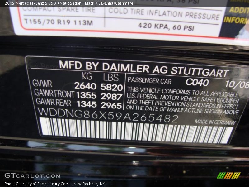 Black / Savanna/Cashmere 2009 Mercedes-Benz S 550 4Matic Sedan