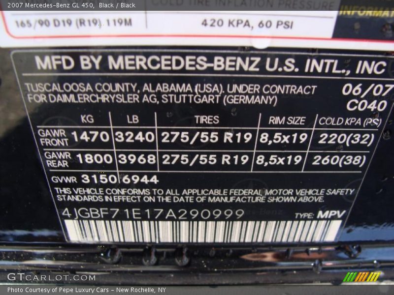 Black / Black 2007 Mercedes-Benz GL 450