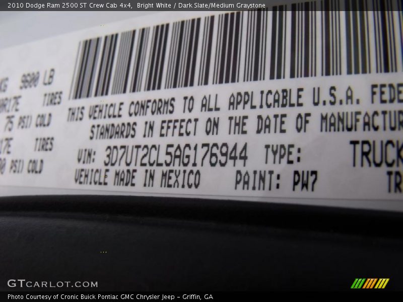Bright White / Dark Slate/Medium Graystone 2010 Dodge Ram 2500 ST Crew Cab 4x4