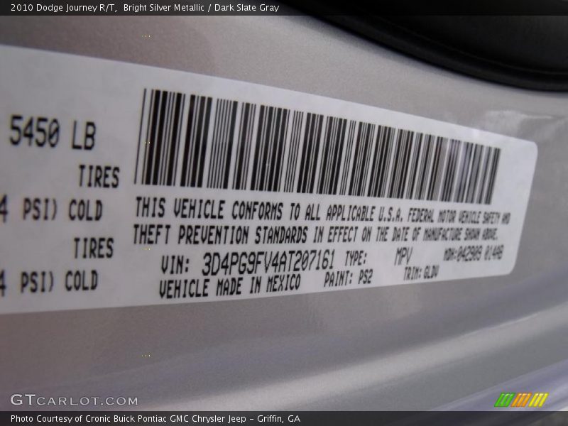 Bright Silver Metallic / Dark Slate Gray 2010 Dodge Journey R/T