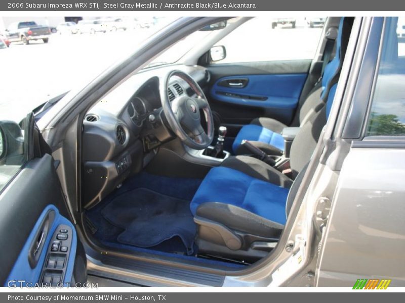 Steel Gray Metallic / Anthracite Black/Blue Alcantara 2006 Subaru Impreza WRX STi