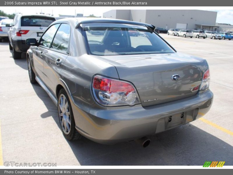 Steel Gray Metallic / Anthracite Black/Blue Alcantara 2006 Subaru Impreza WRX STi