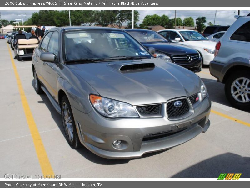 Steel Gray Metallic / Anthracite Black/Blue Alcantara 2006 Subaru Impreza WRX STi