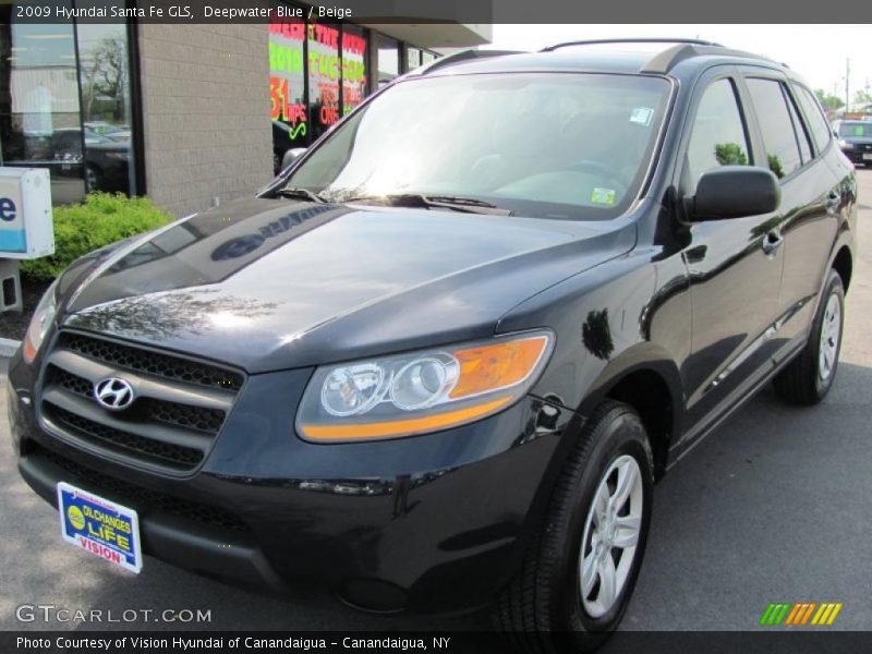 Deepwater Blue / Beige 2009 Hyundai Santa Fe GLS