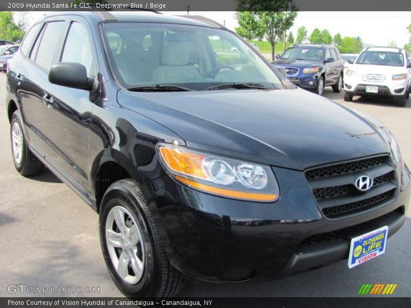 Deepwater Blue / Beige 2009 Hyundai Santa Fe GLS