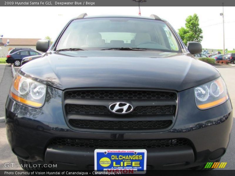 Deepwater Blue / Beige 2009 Hyundai Santa Fe GLS