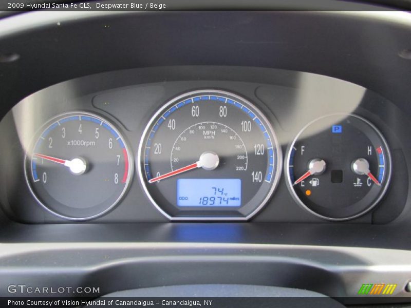 Deepwater Blue / Beige 2009 Hyundai Santa Fe GLS