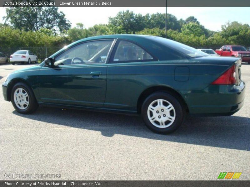 Clover Green Metallic / Beige 2002 Honda Civic LX Coupe