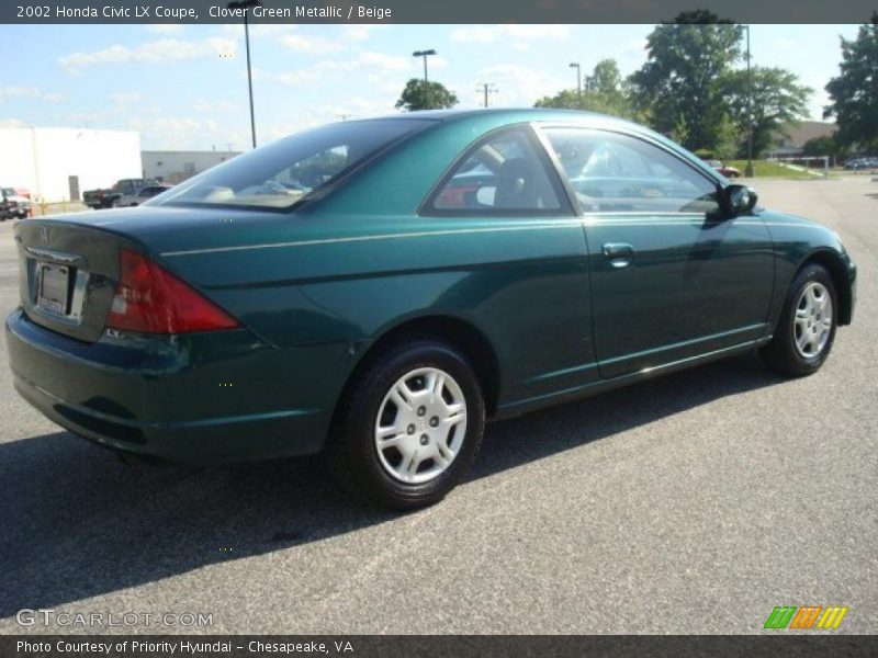 Clover Green Metallic / Beige 2002 Honda Civic LX Coupe