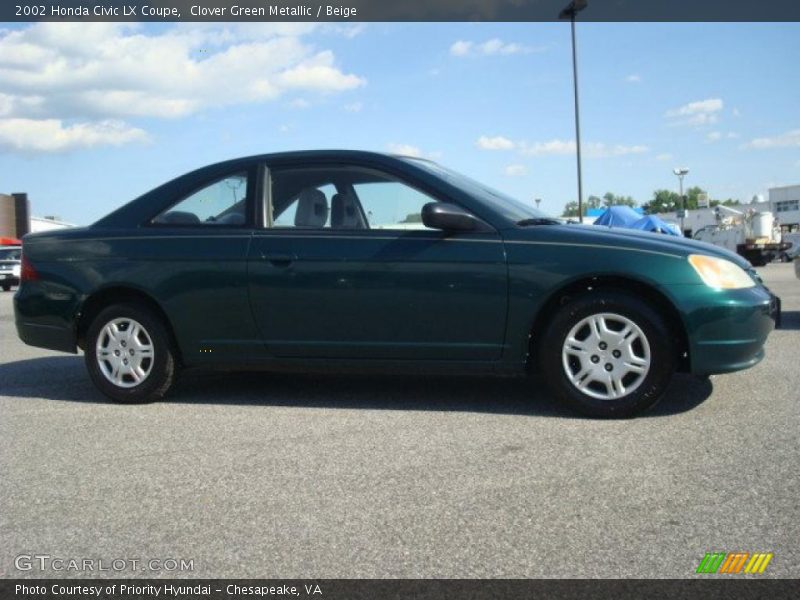 Clover Green Metallic / Beige 2002 Honda Civic LX Coupe