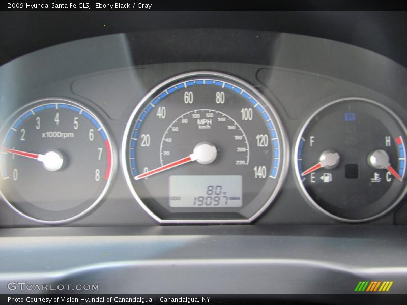 Ebony Black / Gray 2009 Hyundai Santa Fe GLS