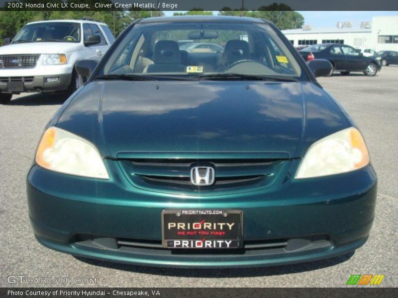 Clover Green Metallic / Beige 2002 Honda Civic LX Coupe