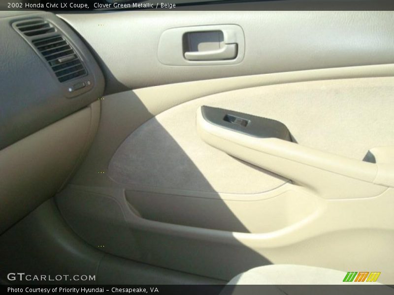 Clover Green Metallic / Beige 2002 Honda Civic LX Coupe