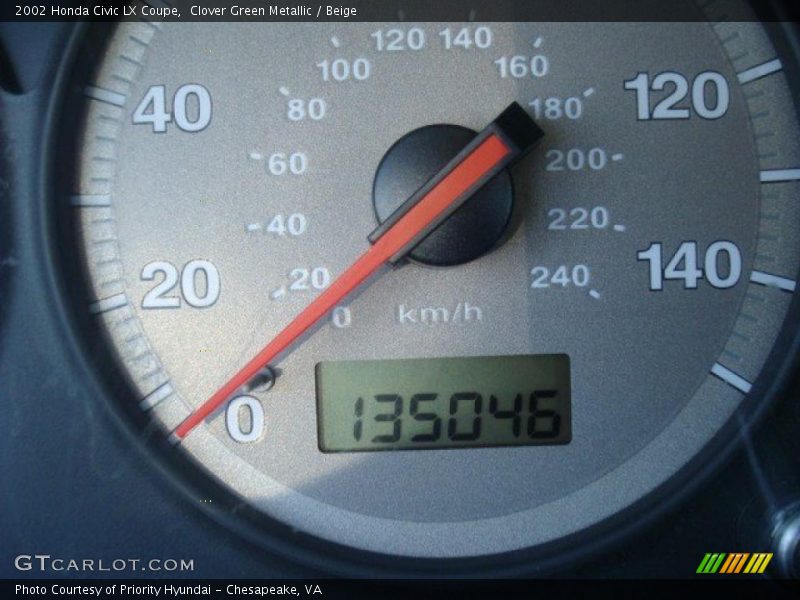 Clover Green Metallic / Beige 2002 Honda Civic LX Coupe