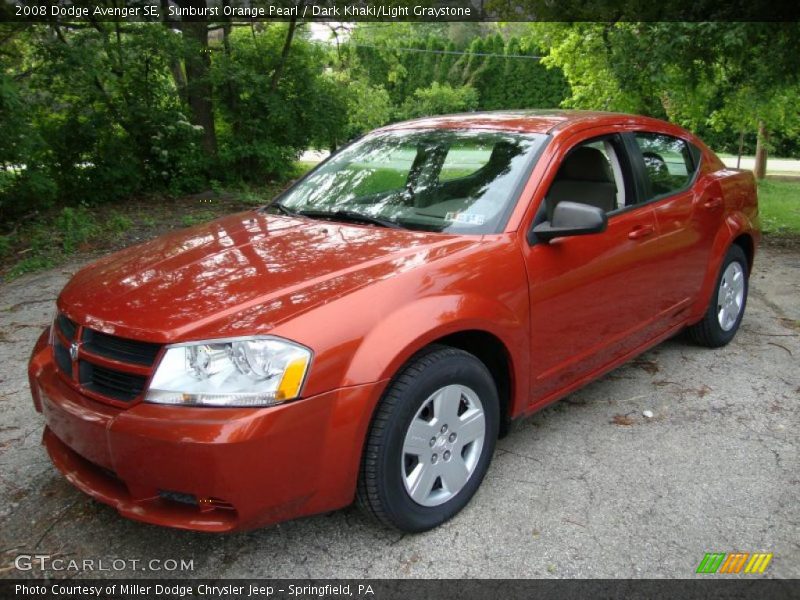 Sunburst Orange Pearl / Dark Khaki/Light Graystone 2008 Dodge Avenger SE