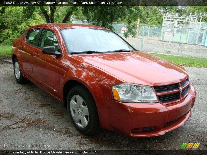 Sunburst Orange Pearl / Dark Khaki/Light Graystone 2008 Dodge Avenger SE