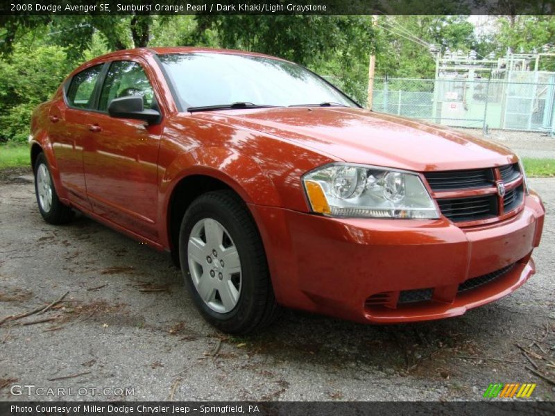Sunburst Orange Pearl / Dark Khaki/Light Graystone 2008 Dodge Avenger SE