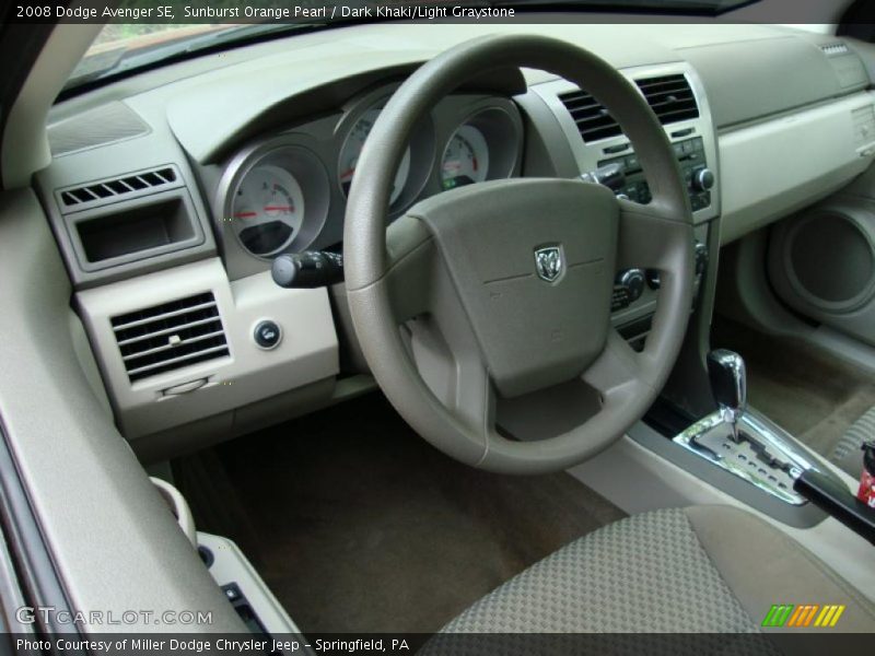 Sunburst Orange Pearl / Dark Khaki/Light Graystone 2008 Dodge Avenger SE