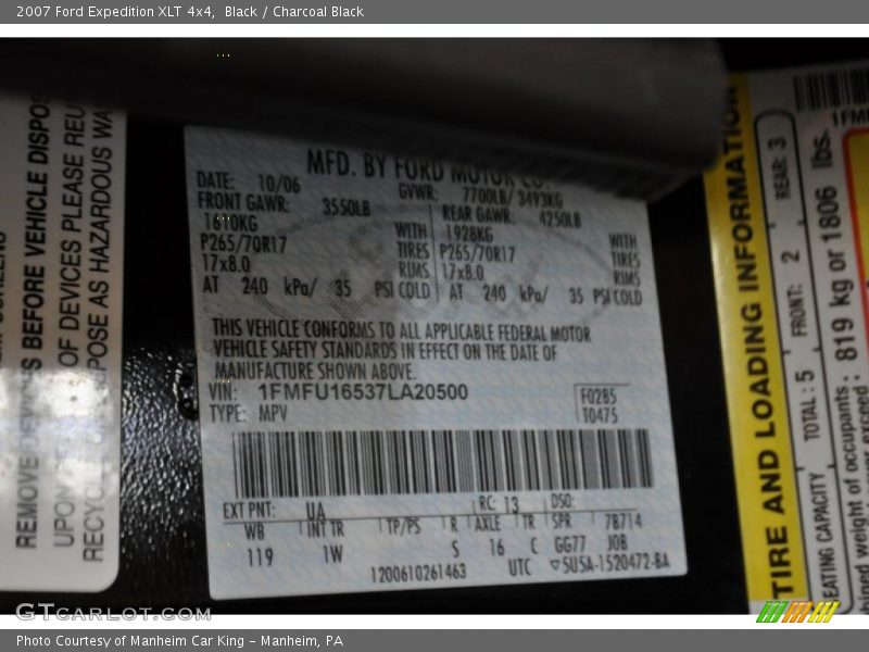 Black / Charcoal Black 2007 Ford Expedition XLT 4x4