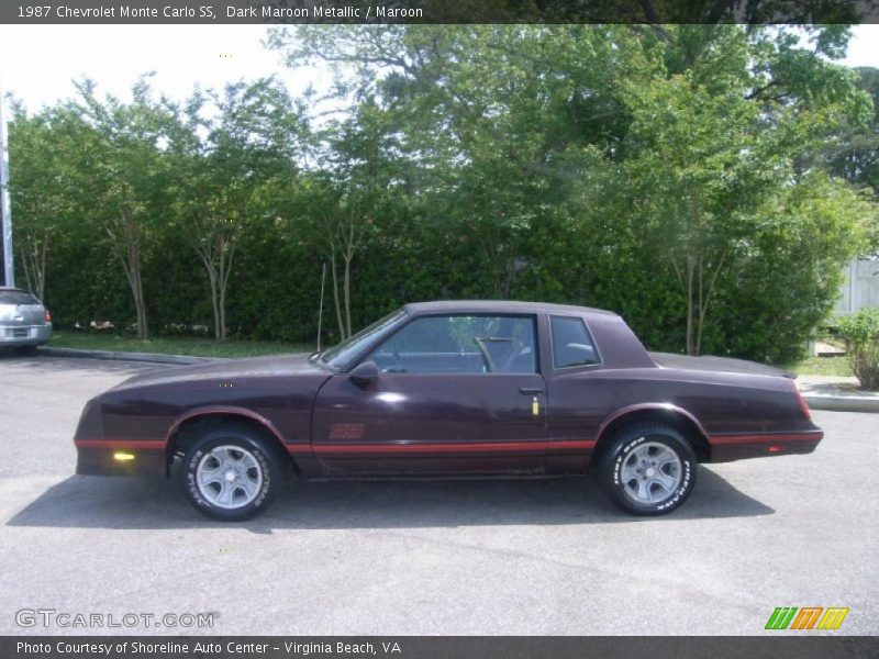 Dark Maroon Metallic / Maroon 1987 Chevrolet Monte Carlo SS
