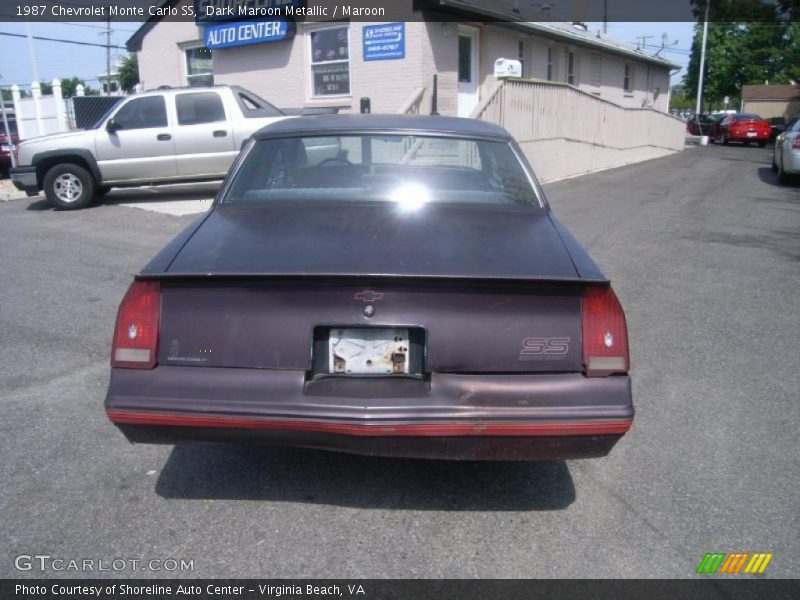 Dark Maroon Metallic / Maroon 1987 Chevrolet Monte Carlo SS