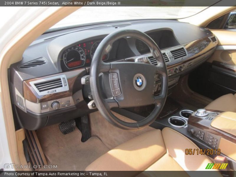 Alpine White / Dark Beige/Beige III 2004 BMW 7 Series 745i Sedan