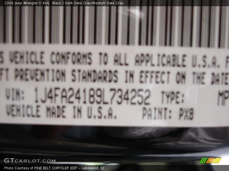 Black / Dark Slate Gray/Medium Slate Gray 2009 Jeep Wrangler X 4x4