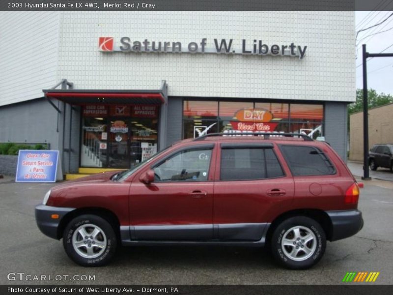 Merlot Red / Gray 2003 Hyundai Santa Fe LX 4WD