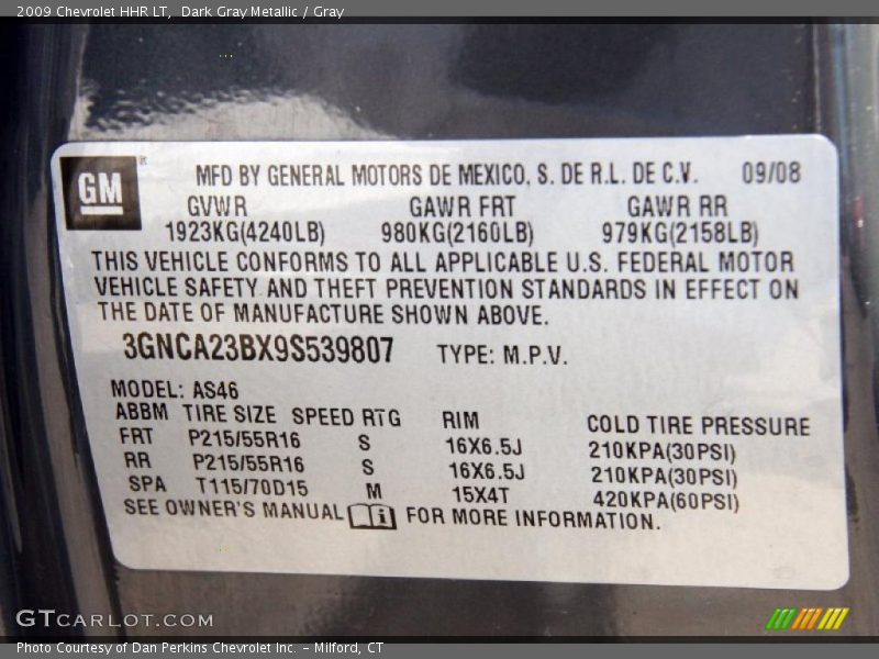 Dark Gray Metallic / Gray 2009 Chevrolet HHR LT