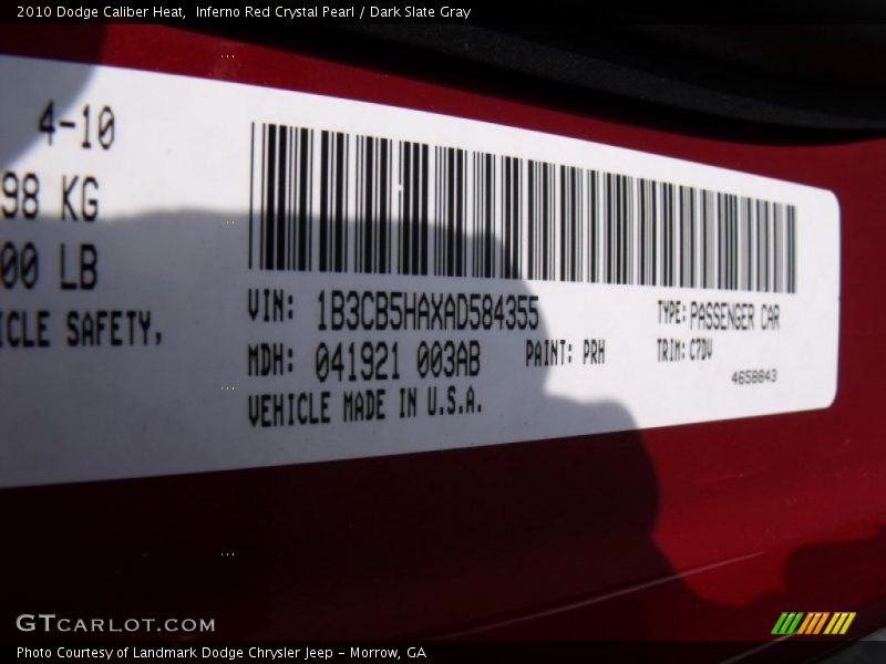 Inferno Red Crystal Pearl / Dark Slate Gray 2010 Dodge Caliber Heat