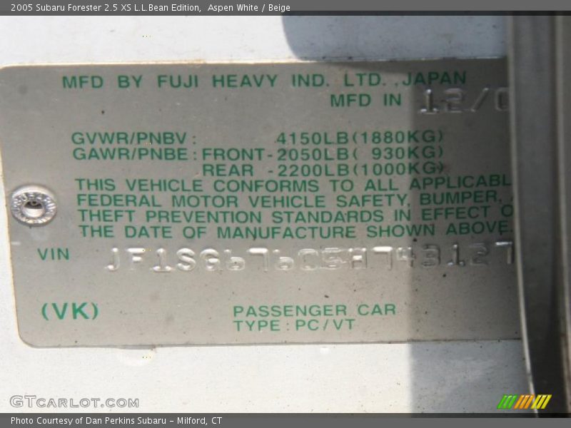 Aspen White / Beige 2005 Subaru Forester 2.5 XS L.L.Bean Edition