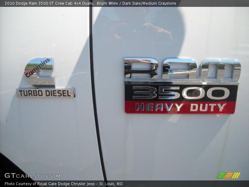 Bright White / Dark Slate/Medium Graystone 2010 Dodge Ram 3500 ST Crew Cab 4x4 Dually