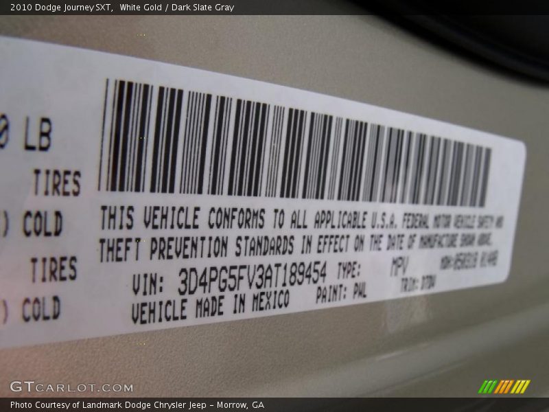 White Gold / Dark Slate Gray 2010 Dodge Journey SXT