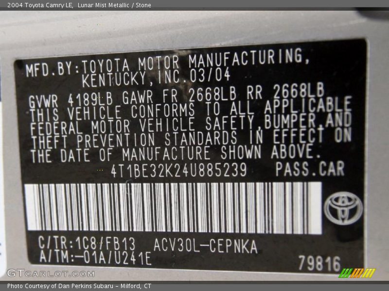 Lunar Mist Metallic / Stone 2004 Toyota Camry LE