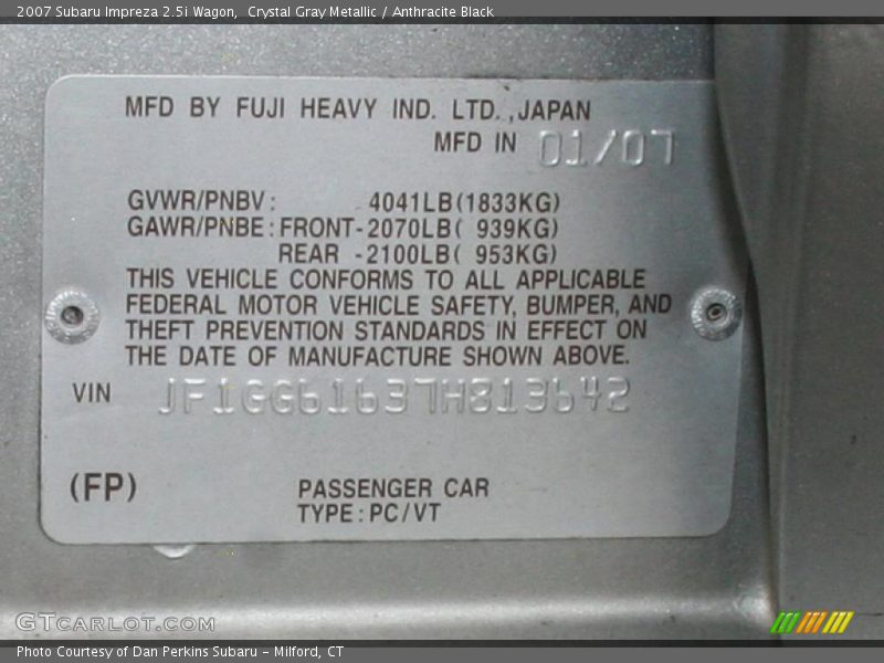 Crystal Gray Metallic / Anthracite Black 2007 Subaru Impreza 2.5i Wagon