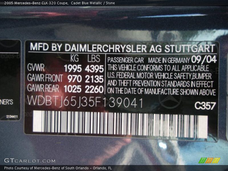 Cadet Blue Metallic / Stone 2005 Mercedes-Benz CLK 320 Coupe