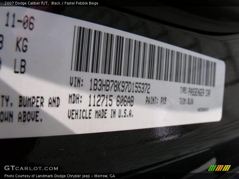 Black / Pastel Pebble Beige 2007 Dodge Caliber R/T