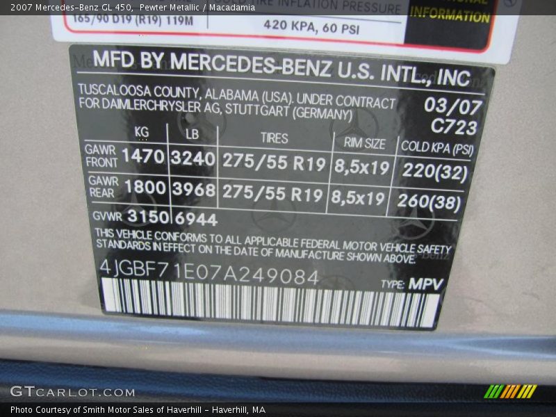 Pewter Metallic / Macadamia 2007 Mercedes-Benz GL 450
