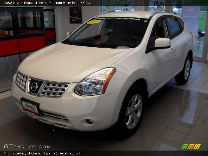 Phantom White Pearl / Gray 2008 Nissan Rogue SL AWD
