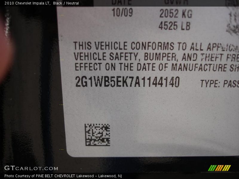 Black / Neutral 2010 Chevrolet Impala LT