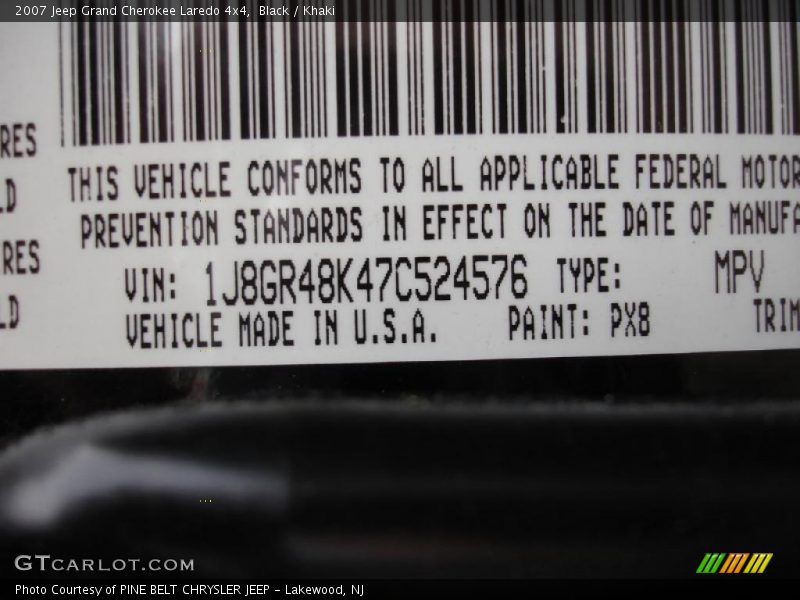 Black / Khaki 2007 Jeep Grand Cherokee Laredo 4x4