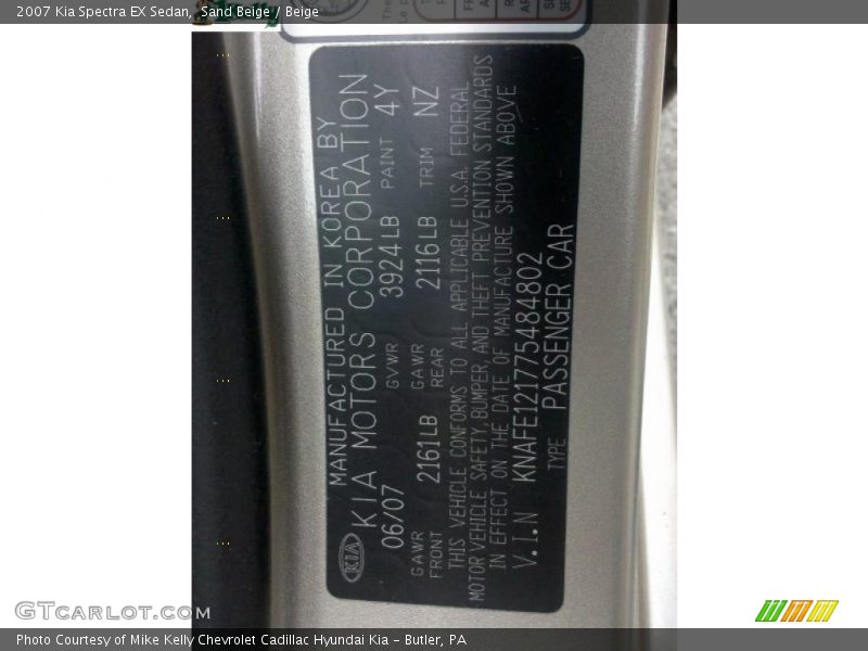 Sand Beige / Beige 2007 Kia Spectra EX Sedan