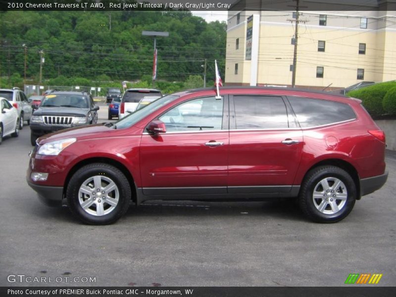 Red Jewel Tintcoat / Dark Gray/Light Gray 2010 Chevrolet Traverse LT AWD